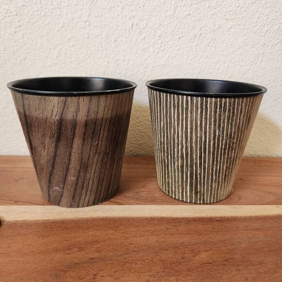 Hobby lobby Spring shop faux wooden plastic cup bundle of 2 - Picture 1 of 4